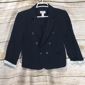 Ann Taylor loft blue bottom jacket 0 button